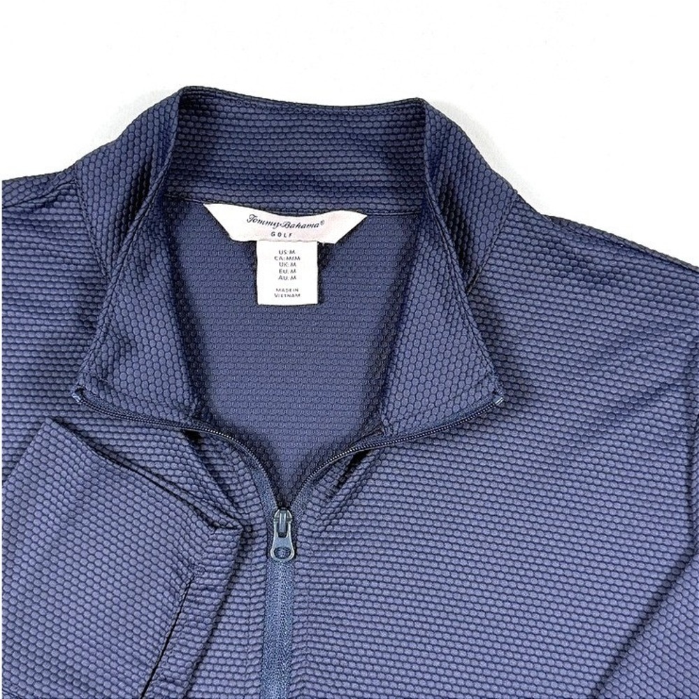 Tommy Bahama Golf Womens M Navy Blue Honeycomb Quarter Zip Pullover Thumbhole